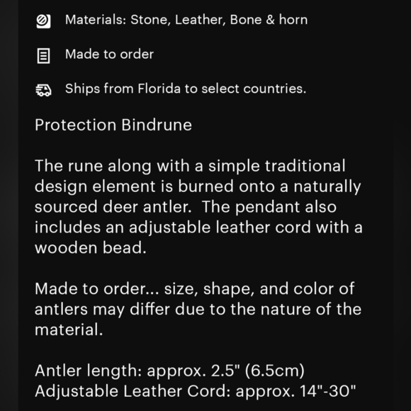 Protection Bind/Rune Viking Rune Antler Necklace - Picture 4 of 4